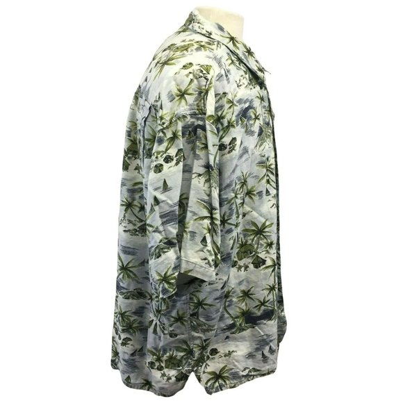 Field & Stream Shirt Mens 2XL XXL Blue Hawaiian Print Rayon Blend 1 Pocket S/S - Picture 4 of 12